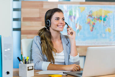 Travel agent stock image