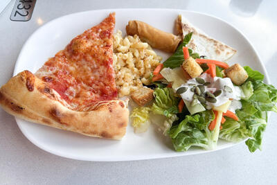 buffet plate on MSC Seashore of pizza and salad